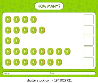 How many counting game with kiwi worksheet for preschool kids, kids activity sheet, printable worksheet