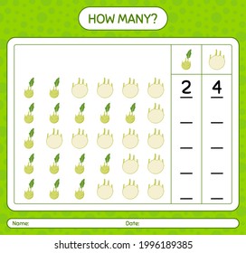 How many counting game with kohlrabi. worksheet for preschool kids, kids activity sheet, printable worksheet