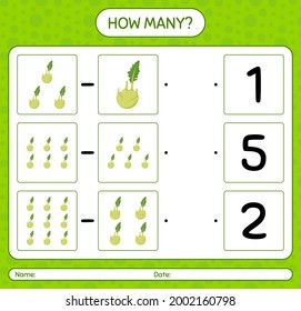 How many counting game with kohlrabi. worksheet for preschool kids, kids activity sheet, printable worksheet