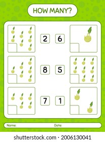 How many counting game with kohlrabi. worksheet for preschool kids, kids activity sheet, printable worksheet
