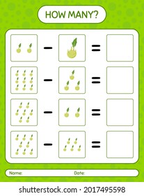 How many counting game with kohlrabi. worksheet for preschool kids, kids activity sheet, printable worksheet