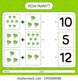 How many counting game with komatsuna. worksheet for preschool kids, kids activity sheet, printable worksheet
