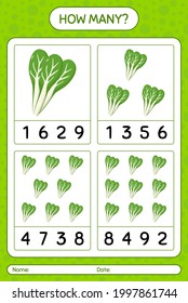 How many counting game with komatsuna. worksheet for preschool kids, kids activity sheet, printable worksheet
