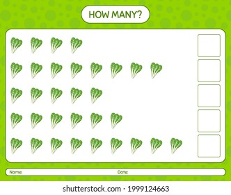 How many counting game with komatsuna. worksheet for preschool kids, kids activity sheet, printable worksheet