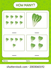 How many counting game with komatsuna. worksheet for preschool kids, kids activity sheet, printable worksheet