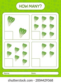 How many counting game with komatsuna. worksheet for preschool kids, kids activity sheet, printable worksheet