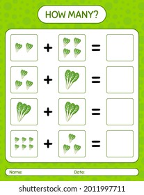 How many counting game with komatsuna. worksheet for preschool kids, kids activity sheet, printable worksheet
