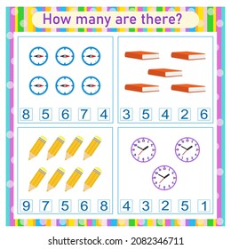 How many counting game. Learning Numbers Zero to Ten. Worksheet for preschool kids, kids activity sheet