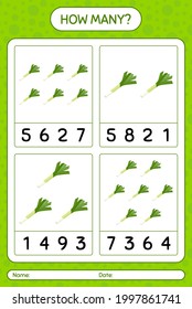 How many counting game with leek. worksheet for preschool kids, kids activity sheet, printable worksheet