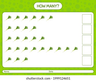 How many counting game with leek. worksheet for preschool kids, kids activity sheet, printable worksheet