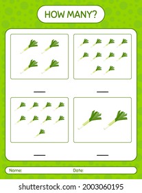 How many counting game with leek. worksheet for preschool kids, kids activity sheet, printable worksheet