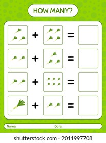 How many counting game with leek. worksheet for preschool kids, kids activity sheet, printable worksheet
