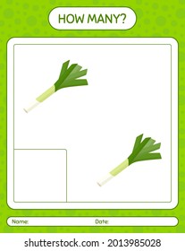 How many counting game with leek. worksheet for preschool kids, kids activity sheet, printable worksheet