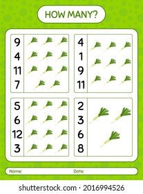 How many counting game with leek. worksheet for preschool kids, kids activity sheet, printable worksheet