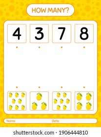 How many counting game with lemon. worksheet for preschool kids, kids activity sheet, printable worksheet