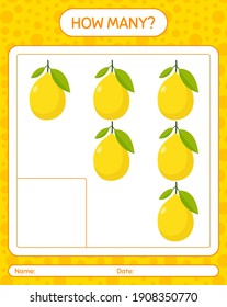 How many counting game with lemon. worksheet for preschool kids, kids activity sheet, printable worksheet