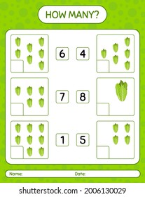¿Cuántos juegos de conteo con lechuga? hoja de trabajo para niños de preescolar, hoja de actividades para niños, hoja de trabajo imprimible