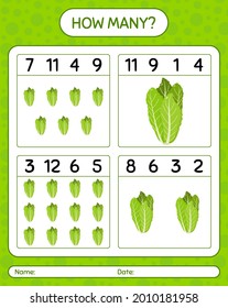 How many counting game with lettuce. worksheet for preschool kids, kids activity sheet, printable worksheet