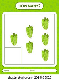 How many counting game with lettuce. worksheet for preschool kids, kids activity sheet, printable worksheet
