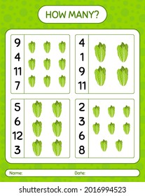 How many counting game with lettuce. worksheet for preschool kids, kids activity sheet, printable worksheet