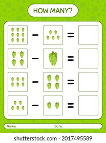 How many counting game with lettuce. worksheet for preschool kids, kids activity sheet, printable worksheet