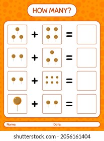 How many counting game with lollipop. worksheet for preschool kids, kids activity sheet