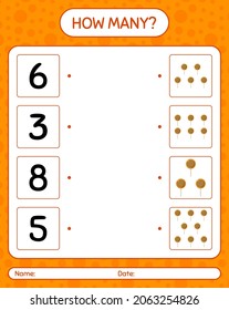 How many counting game with lollipop. worksheet for preschool kids, kids activity sheet