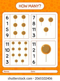 ¿Cuántos juegos de conteo con lollipop? hoja de trabajo para niños de preescolar, hoja de actividades para niños