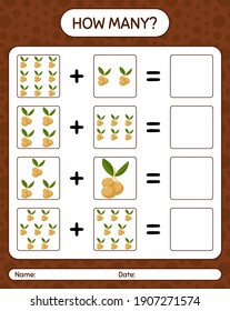 How many counting game with longan. worksheet for preschool kids, kids activity sheet, printable worksheet
