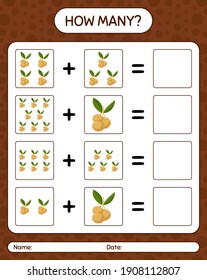 How many counting game longan. worksheet for preschool kids, kids activity sheet, printable worksheet
