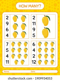 How Many Counting Game Mango Worksheet Stock Vector (Royalty Free ...