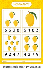 How many counting game with mango worksheet for preschool kids, kids activity sheet, printable worksheet