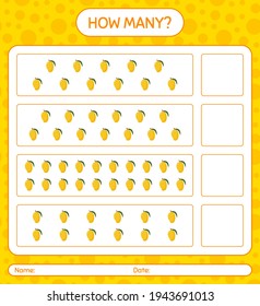 How many counting game with mango worksheet for preschool kids, kids activity sheet, printable worksheet