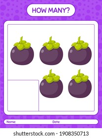 How many counting game with mangosteen. worksheet for preschool kids, kids activity sheet, printable worksheet