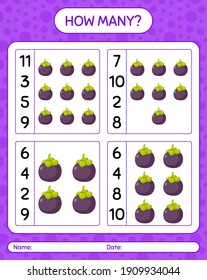 How many counting game with mangosteen. worksheet for preschool kids, kids activity sheet, printable worksheet