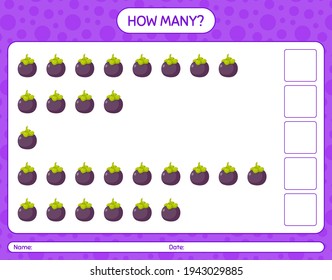 How many counting game with mangosteen worksheet for preschool kids, kids activity sheet, printable worksheet