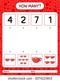 How many counting game with marshmallow on hot chocolate. worksheet for preschool kids, kids activity sheet