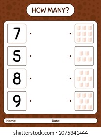 How many counting game with marshmallow. worksheet for preschool kids, kids activity sheet