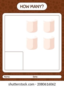 How many counting game with marshmallow. worksheet for preschool kids, kids activity sheet