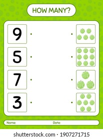 How many counting game with melon. worksheet for preschool kids, kids activity sheet, printable worksheet