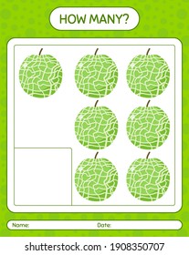 How many counting game with melon. worksheet for preschool kids, kids activity sheet, printable worksheet