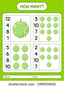 How many counting game with melon. worksheet for preschool kids, kids activity sheet, printable worksheet