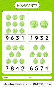 How many counting game with melon worksheet for preschool kids, kids activity sheet, printable worksheet