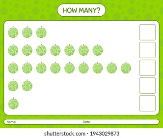 Cuántos juegos de cómputo con hoja de cálculo de melón para niños en edad preescolar, hoja de actividades para niños, hoja de cálculo imprimible