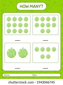 Cuántos juegos de cómputo con hoja de cálculo de melón para niños en edad preescolar, hoja de actividades para niños, hoja de cálculo imprimible