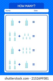 How many counting game with message bottle. worksheet for preschool kids, kids activity sheet
