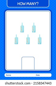 How many counting game with message bottle. worksheet for preschool kids, kids activity sheet