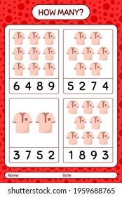 How many counting game with moslem shirt. worksheet for preschool kids, kids activity sheet, printable worksheet