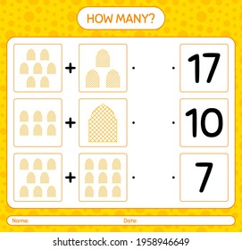 How many counting game with mosque. worksheet for preschool kids, kids activity sheet, printable worksheet