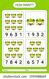 How many counting game with mosque. worksheet for preschool kids, kids activity sheet, printable worksheet